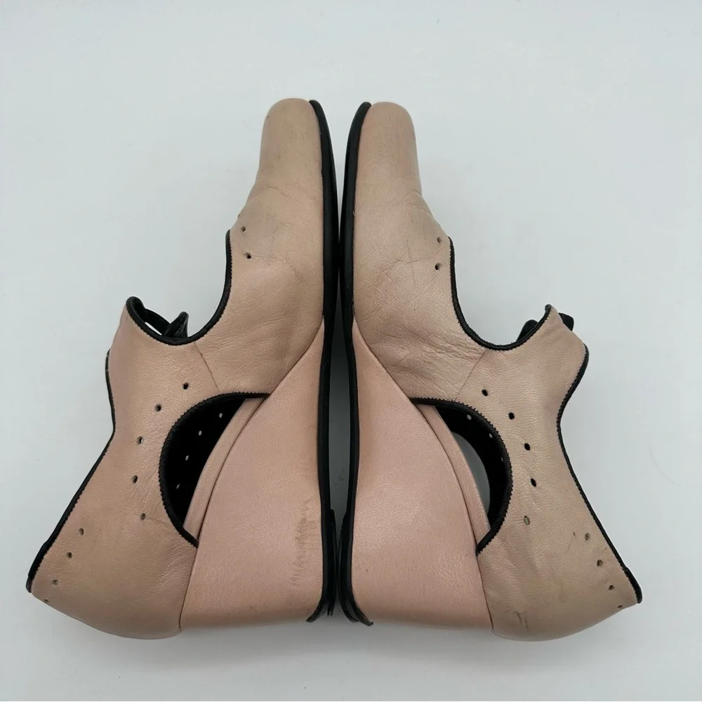 Gentle Souls Blush Pink Leather Wedge Mary Jane Shoes